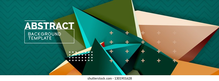 3d triangular shapes geometric background. Origami style pattern with triange shapes for decorative design. Poster design. Line design. Modern presentation vector template
