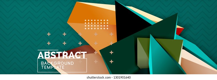 3d triangular shapes geometric background. Origami style pattern with triange shapes for decorative design. Poster design. Line design. Modern presentation vector template