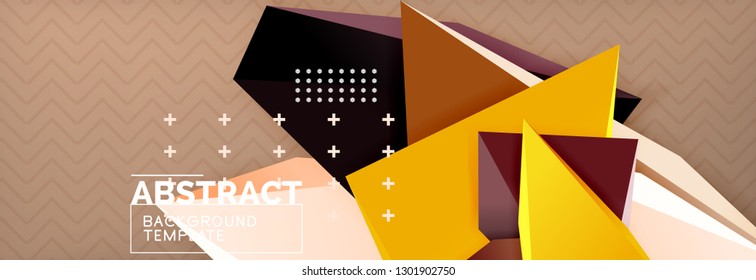 3d triangular shapes geometric background. Origami style pattern with triange shapes for decorative design. Poster design. Line design. Modern presentation vector template