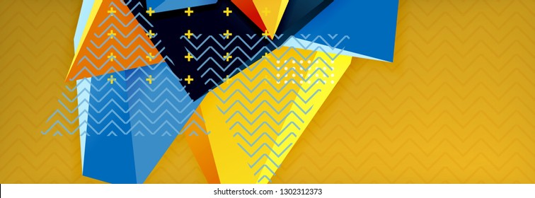 3d triangular shapes geometric background. Origami style pattern with triange shapes for decorative design. Poster design. Line design. Modern presentation vector template
