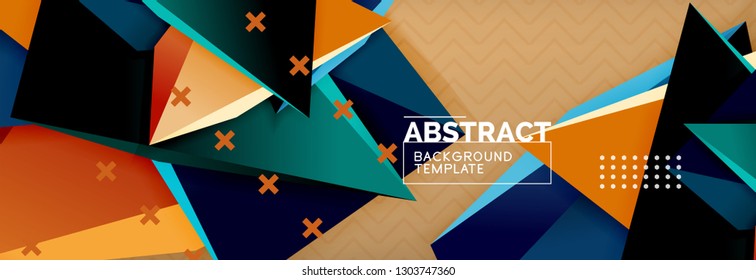 3d triangular shapes geometric background. Origami style pattern with triange shapes for decorative design. Poster design. Line design. Modern presentation vector template