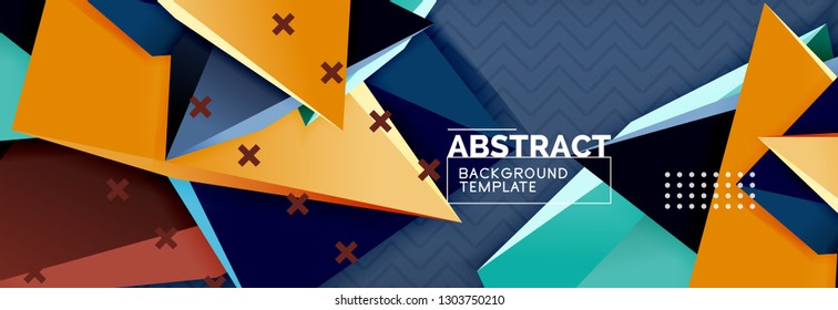 3d triangular shapes geometric background. Origami style pattern with triange shapes for decorative design. Poster design. Line design. Modern presentation vector template