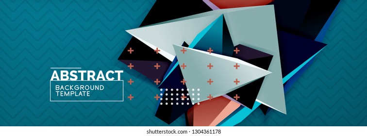 3d triangular shapes geometric background. Origami style pattern with triange shapes for decorative design. Poster design. Line design. Modern presentation vector template