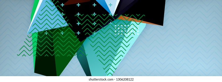 3d triangular shapes geometric background. Origami style pattern with triange shapes for decorative design. Poster design. Line design. Modern presentation vector template