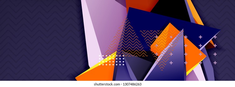 3d triangular shapes geometric background. Origami style pattern with triange shapes for decorative design. Poster design. Line design. Modern presentation vector template