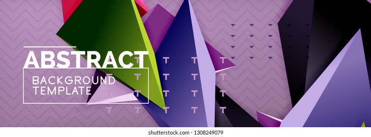 3d triangular shapes geometric background. Origami style pattern with triange shapes for decorative design. Poster design. Line design. Modern presentation vector template