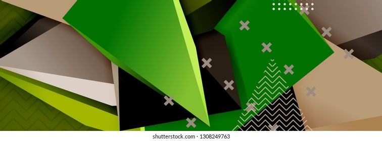 3d triangular shapes geometric background. Origami style pattern with triange shapes for decorative design. Poster design. Line design. Modern presentation vector template