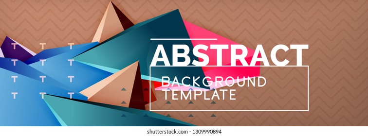 3d formas triangulares de fondo geométrico. Patrón de estilo originami con formas triangulares para el diseño decorativo. Diseño de afiches. Diseño de línea. Plantilla vectorial de presentación moderna