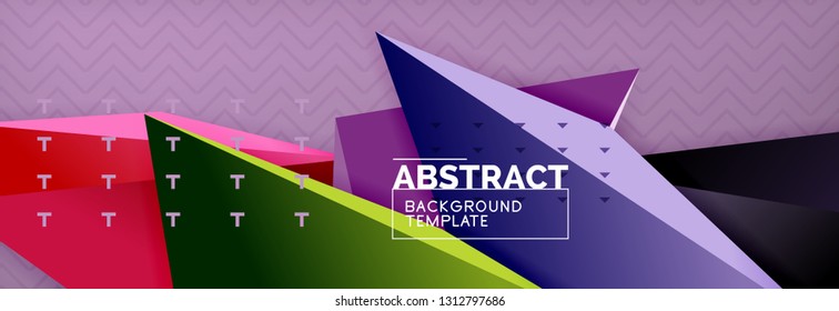 3d triangular shapes geometric background. Origami style pattern with triange shapes for decorative design. Poster design. Line design. Modern presentation vector template