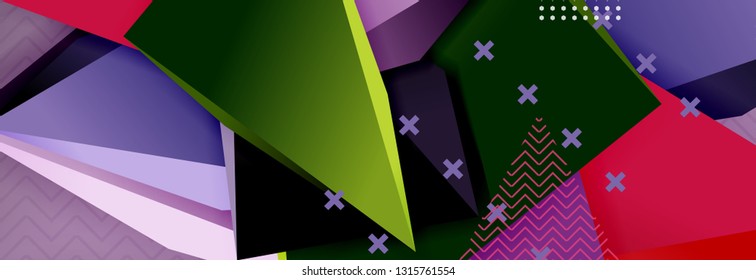 3d triangular shapes geometric background. Origami style pattern with triange shapes for decorative design. Poster design. Line design. Modern presentation vector template