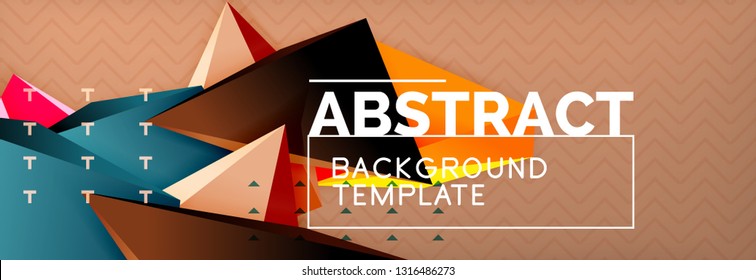 3d triangular shapes geometric background. Origami style pattern with triange shapes for decorative design. Poster design. Line design. Modern presentation vector template