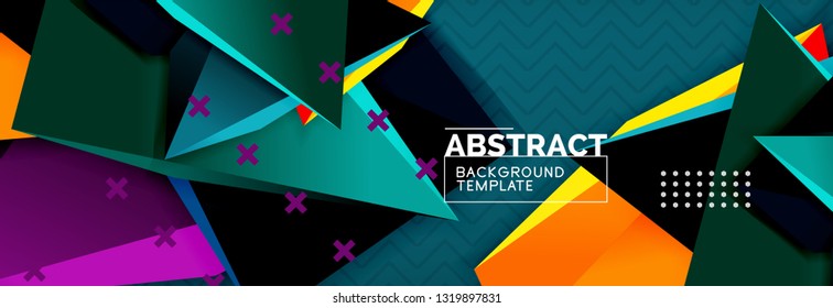 3d triangular shapes geometric background. Origami style pattern with triange shapes for decorative design. Poster design. Line design. Modern presentation vector template