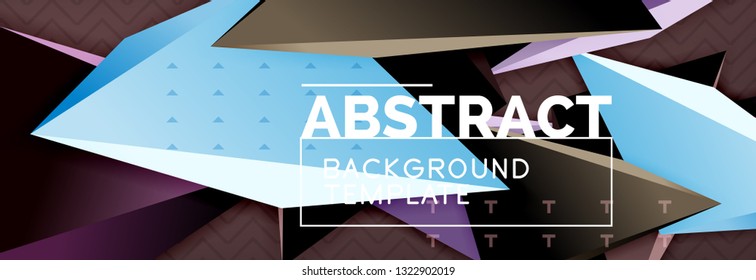 3d triangular shapes geometric background. Origami style pattern with triange shapes for decorative design. Poster design. Line design. Modern presentation vector template
