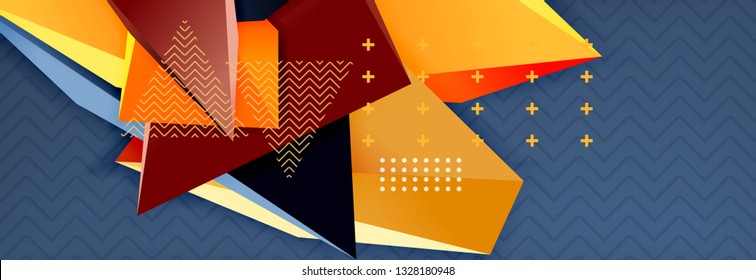 3d triangular shapes geometric background. Origami style pattern with triange shapes for decorative design. Poster design. Line design. Modern presentation vector template