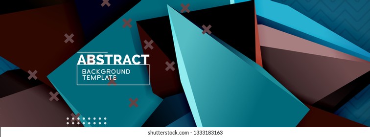 3d triangular shapes geometric background. Origami style pattern with triange shapes for decorative design. Poster design. Line design. Modern presentation vector template