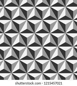 3D triangular, or tetrahedron, pyramids. Seamless vector pattern background