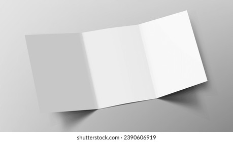 3D Tri-Fold A5 Brochure Isolated White Background. EPS10 Vector