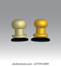 3d trigger game joystick button design in golden silver color. Realistic 3d Pushpin Icon Set.