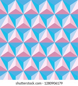 3d tringle blue and pink geometric pattern vector