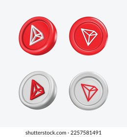 3d Tron Cryptocurrency Coin (TRX) on white background. Vector illustration