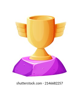 3d trophy with golden stars, award medals for champion