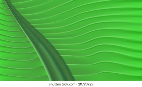 3d Tropical Green Leaf Background Texture Vector with Leaf Veins and Stem