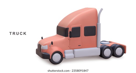 3d truck on white background. Vector illustration.