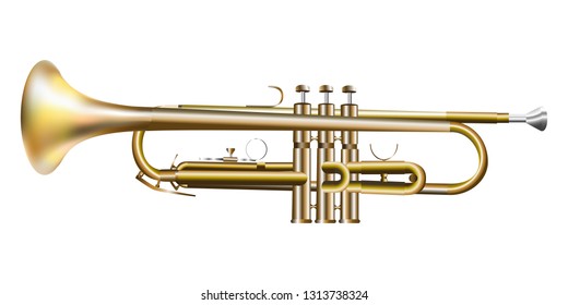 3d trumpet realistic icon isolated on white background