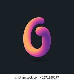 3D tube effect digit. Number 0 multi colour gradient digit icon vector template.