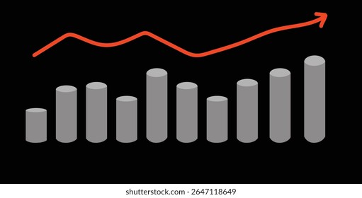Gráfico de gráfico de tubo 3D sobre fondo negro illustration.eps