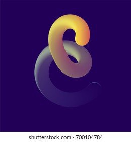 3d tube letter E. Vector font illustration. Alphabet design.