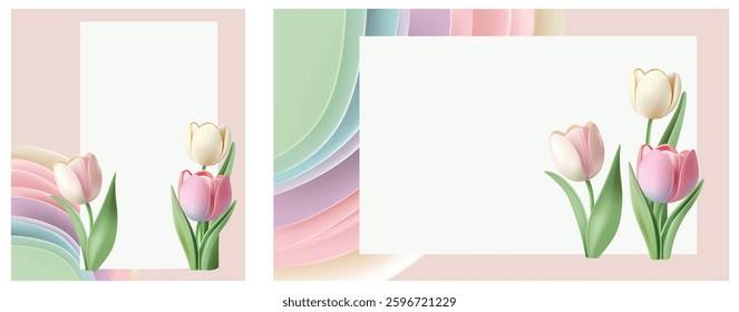 3D Tulip style vector illustration file template for creative use, including media and printing.