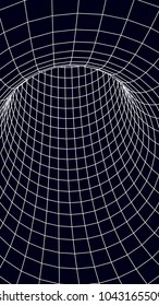 3D tunnel grid.Wireframe 3D surface tunnel.Grid texture.