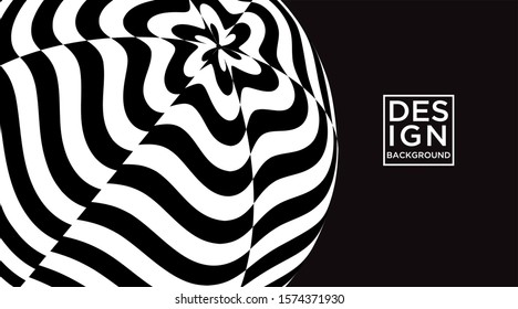 3d tunnel optical illusion. A black and white vector background.