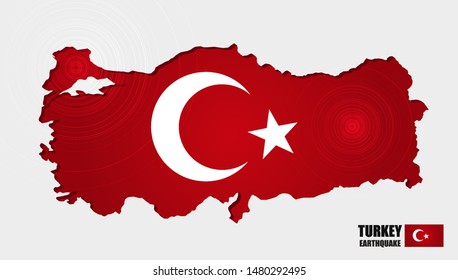 3D Turkey Map,Earthquake concept with Circle Vibration,design for education,science and news,Vector Illustration.