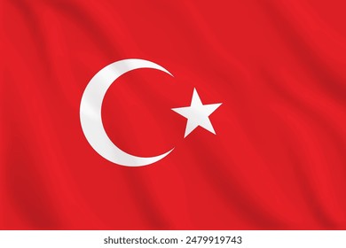 3D Turquía ondeando el fondo de la bandera. Diseño realista de la bandera nacional. Plantilla Abstractas del Vector.