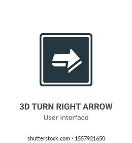 3d turn right arrow vector icon on white background. Flat vector 3d turn right arrow icon symbol sign from modern user interface collection for mobile concept and web apps design.