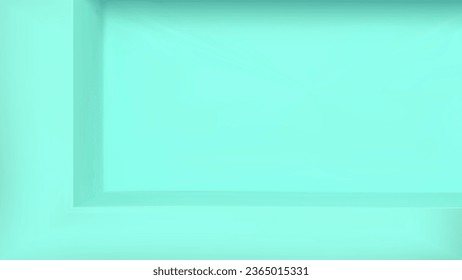 3d turquoise shelf podium studio background. Product display room with floor. Empty space plain platform for realistic presentation shoot. Minimal geometric recess green color photo stand banner