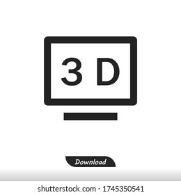 3D Tv icon vector eps 10