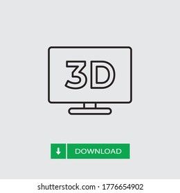 3D-TV-Symbol, Vektorgrafik. Fernsehzeichen