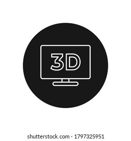 3D TV icon vector. Television sign