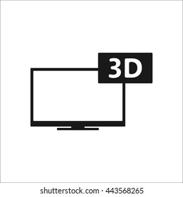 3D TV led sign simple icon on background