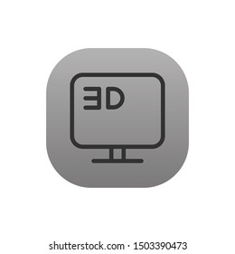 3d TV  - Line Vector Icon