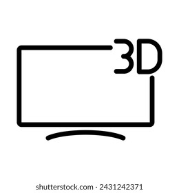 3d tv outline vector icon isolated on white background. 3d tv line icon for web, mobile and ui design.