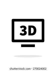 3D TV simple icon on white background. Vector illustration.
