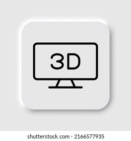 3D, TV simple icon vector. Flat design. Neumorphism design.ai