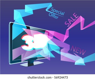 3D TV with stars taking off from the screen.