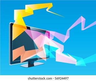3D TV with stars taking off from the screen.