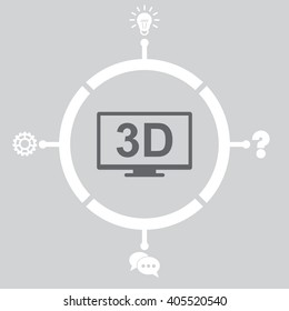 3D TV vector icon.