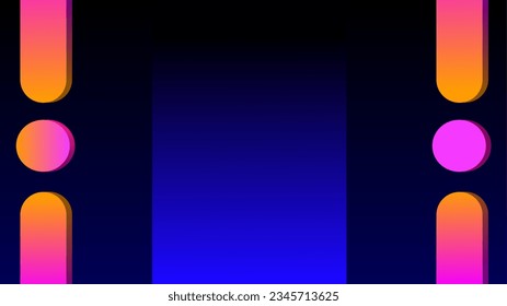 3D twilight geometric shapes with blue strip placeholder over dark night background.